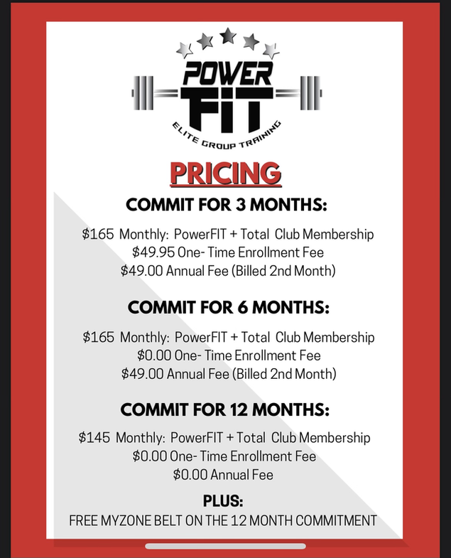 Pricing for Powerhouse Fitness Casa grande